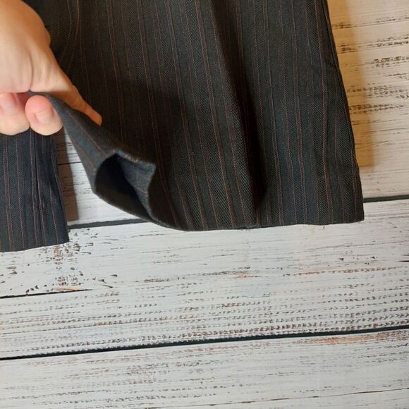 Woman's Franco Mirabelli Black with Brown Stripes Wide Leg Dress Pants - Picture 5 of 11